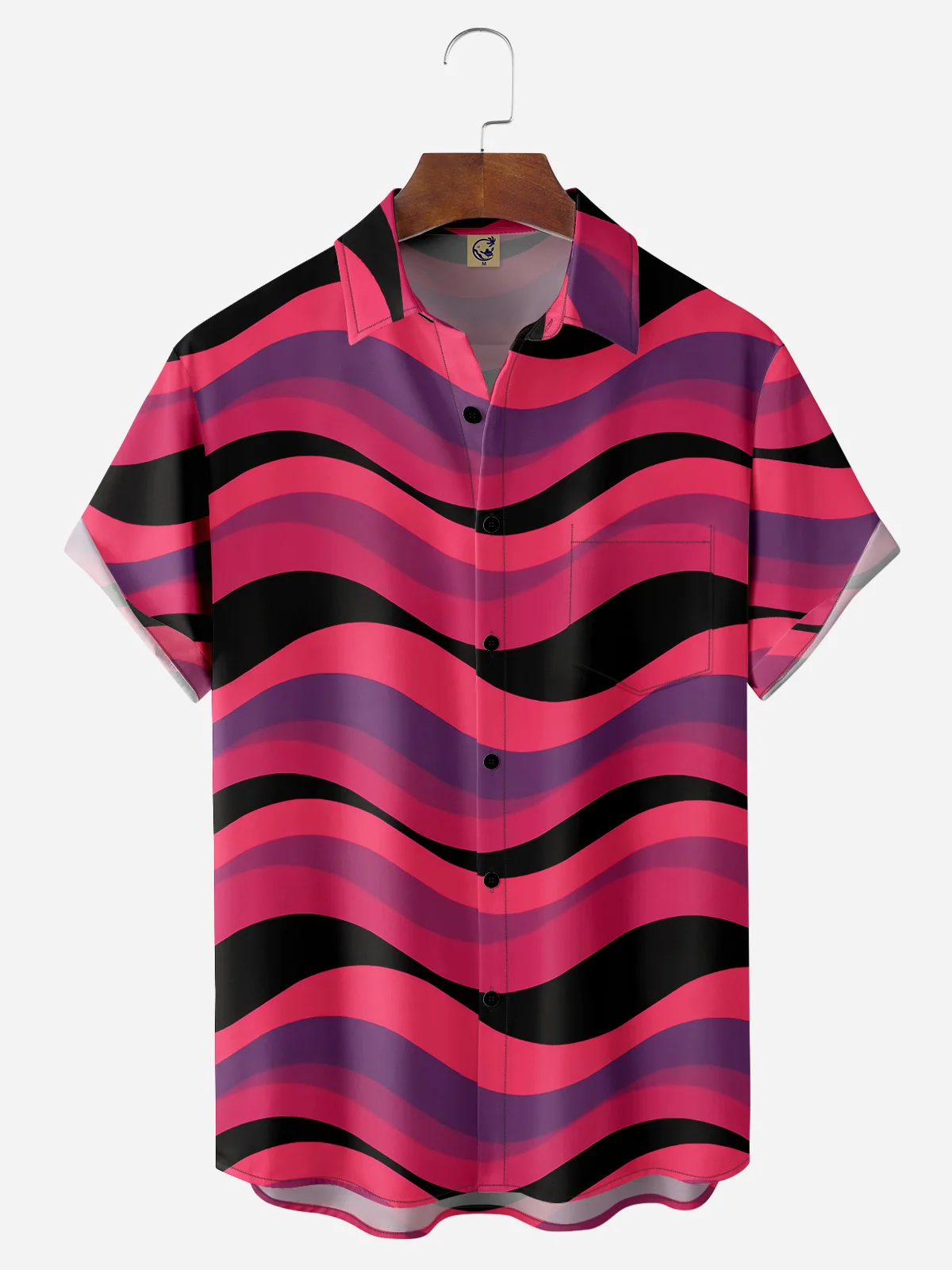 Abstract Geometric Chest Pocket Short Sleeve Casual Shirt