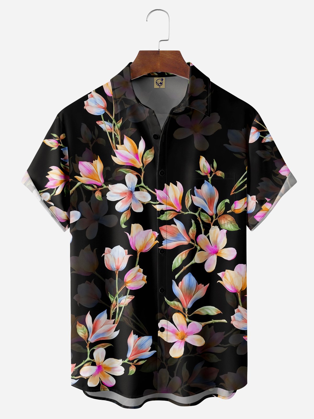 Floral Chest Pocket Short Sleeve Hawaiian Shirt