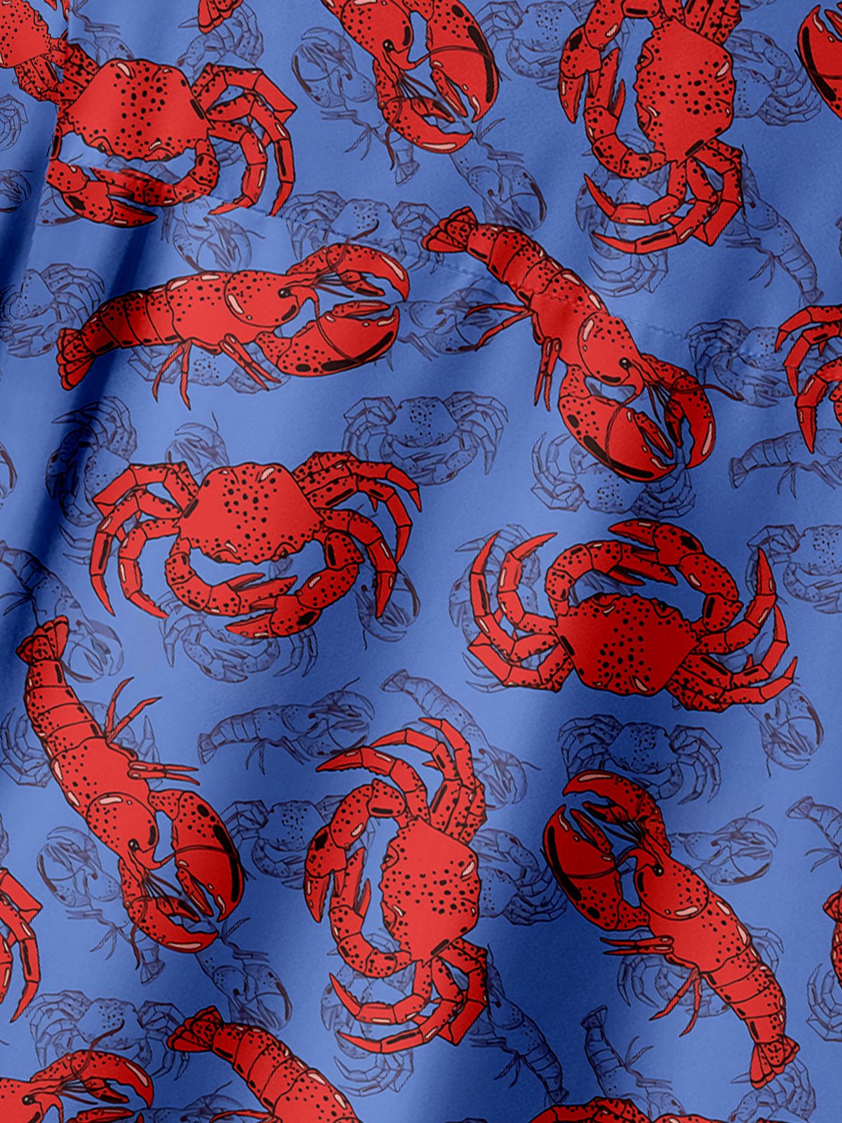 Lobster Chest Pocket Short Sleeve Hawaiian Shirt