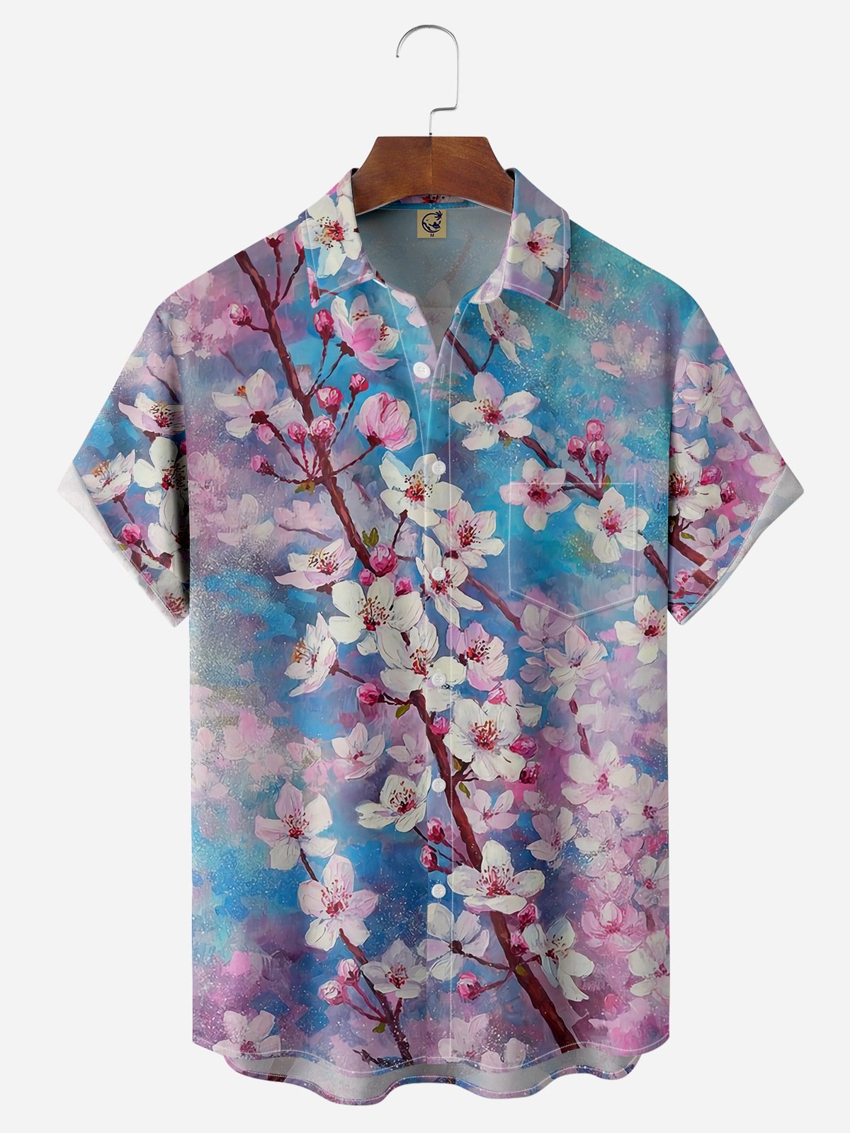 Japanese Sakura Chest Pocket Short Sleeve Hawaiian Shirt