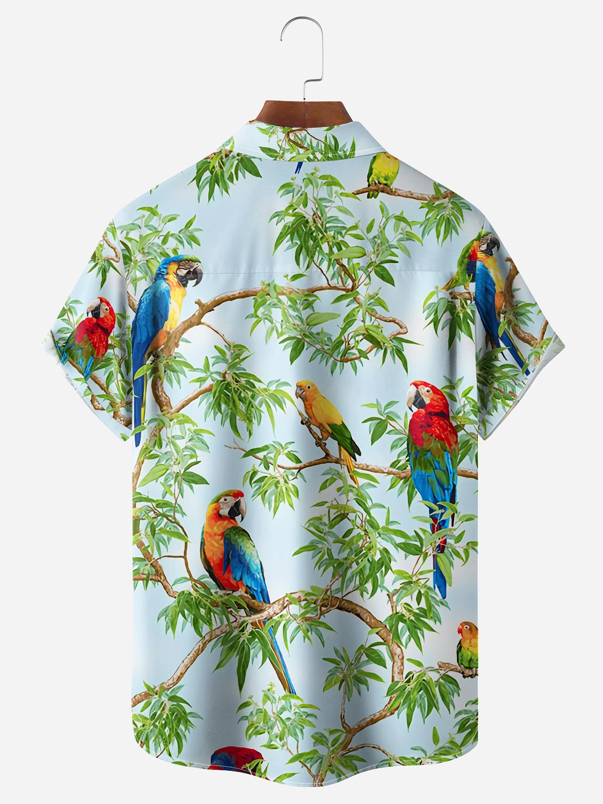 Parrots Chest Pocket Short Sleeve Hawaiian Shirt