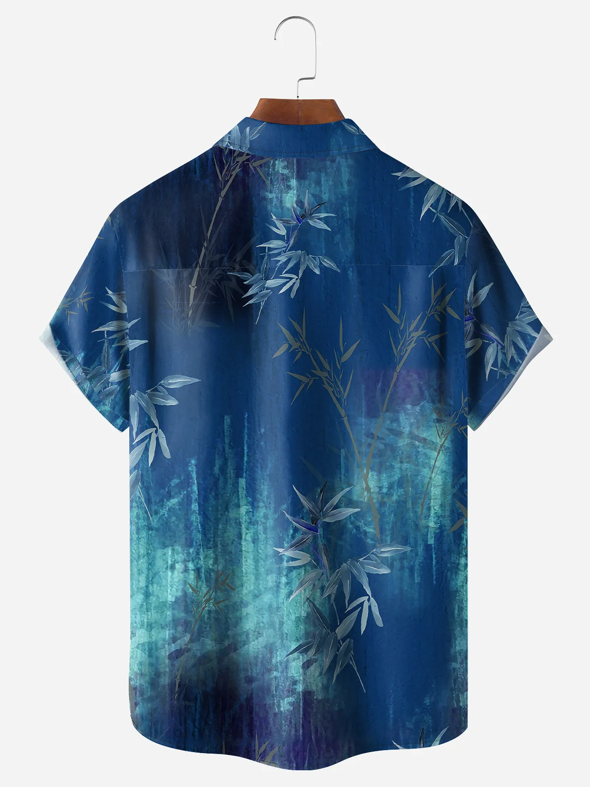 Art Bamboo Chest Pocket Short Sleeve Casual Shirt