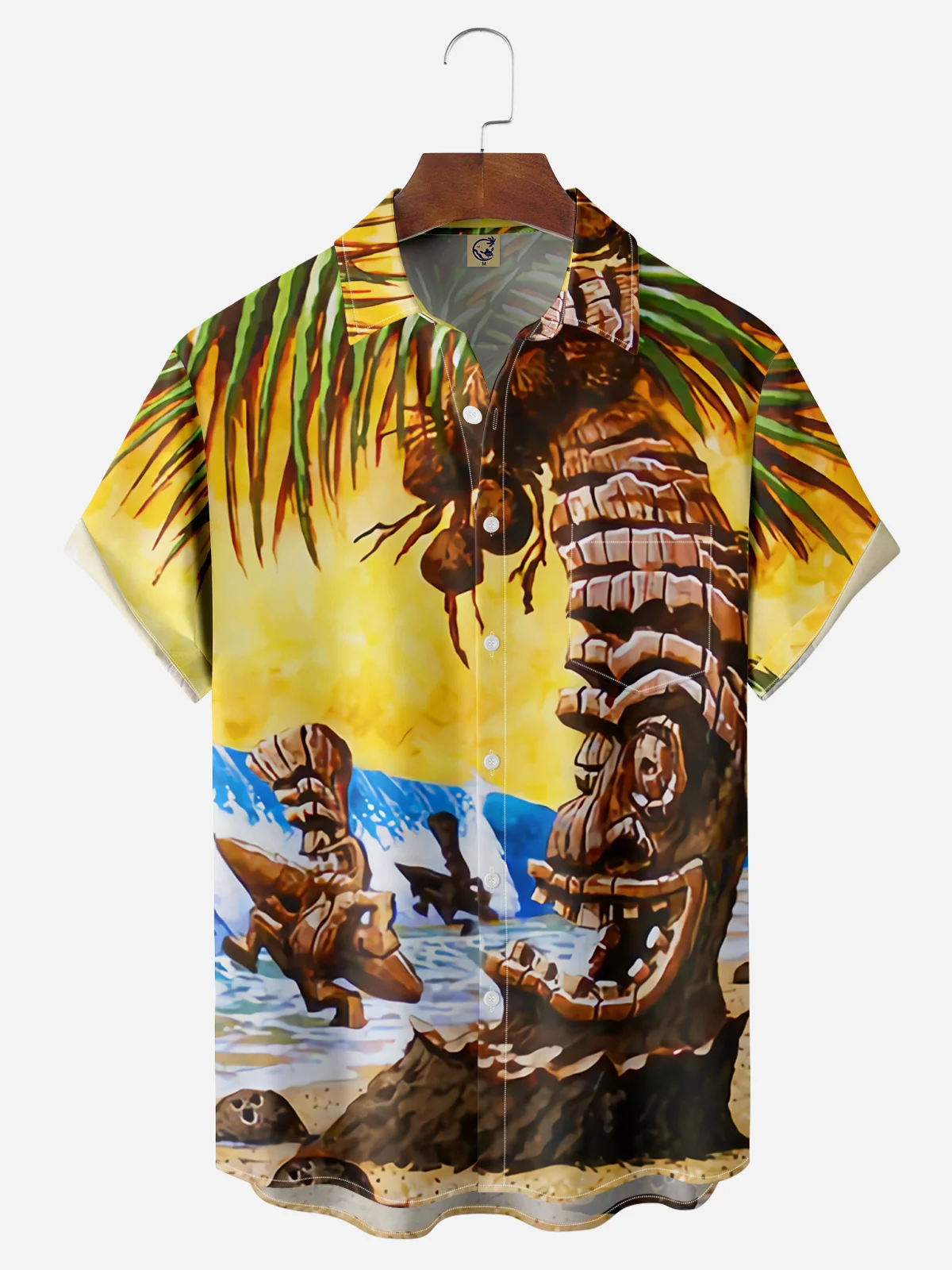 Tiki Chest Pocket Short Sleeve Hawaiian Shirt