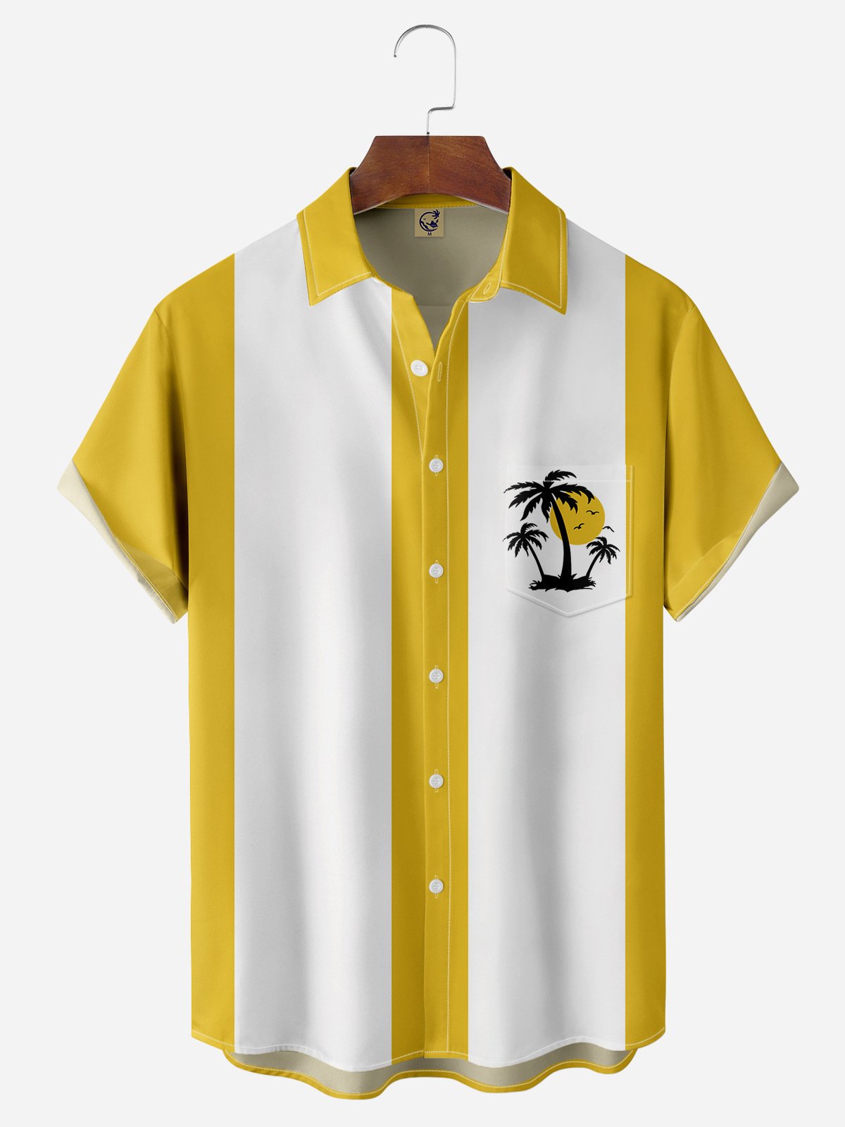 Palm Tree Chest Pocket Short Sleeve Bowling Shirt