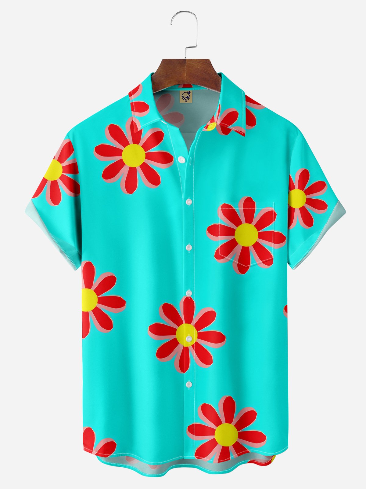 Floral Chest Pocket Short Sleeve Hawaiian Shirt