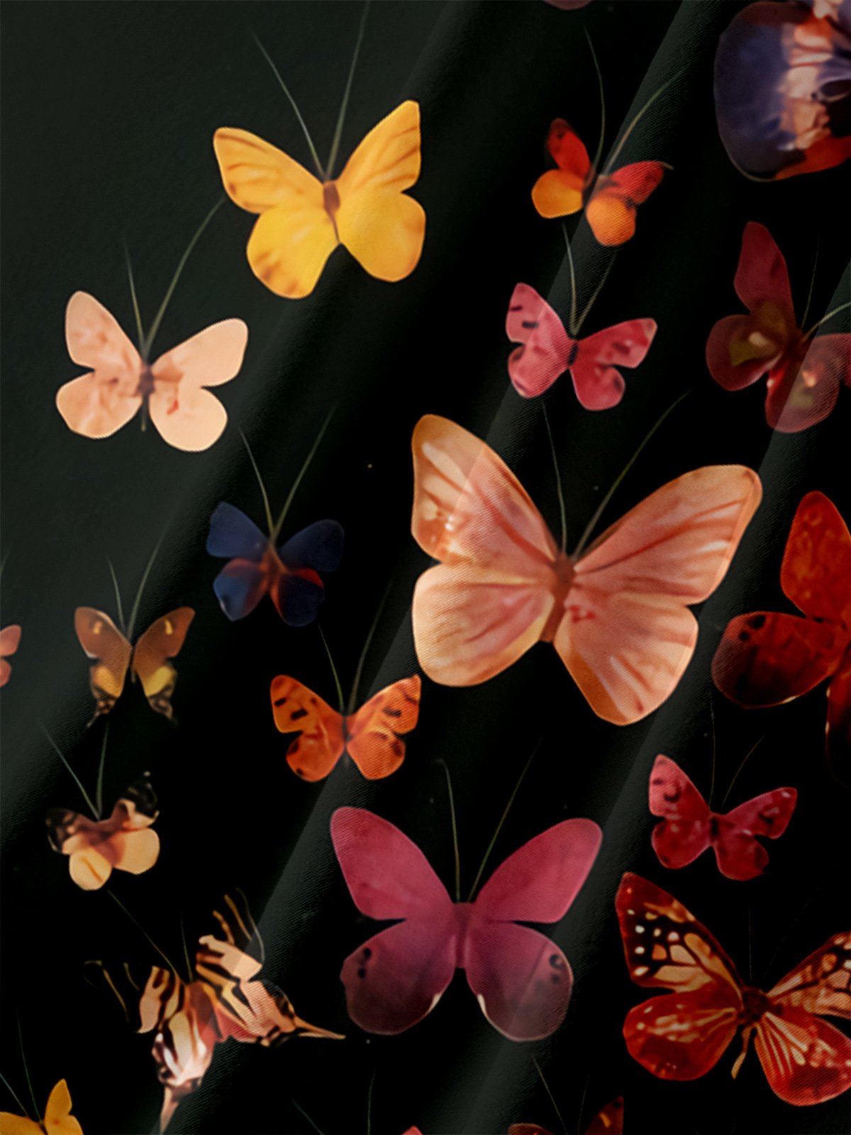 Butterfly Chest Pocket Short Sleeve Hawaiian Shirt