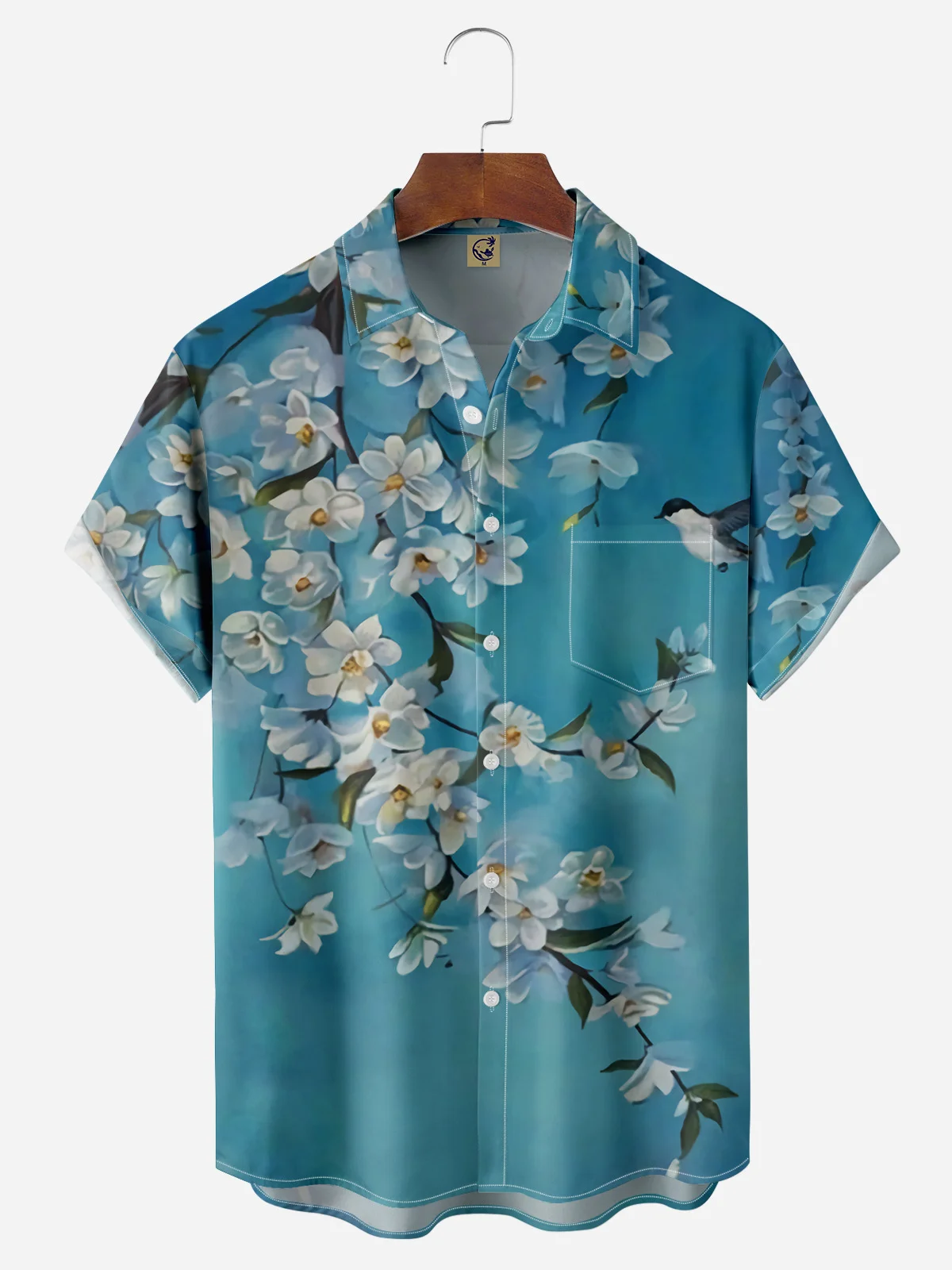 Floral Chest Pocket Short Sleeve Hawaiian Shirt