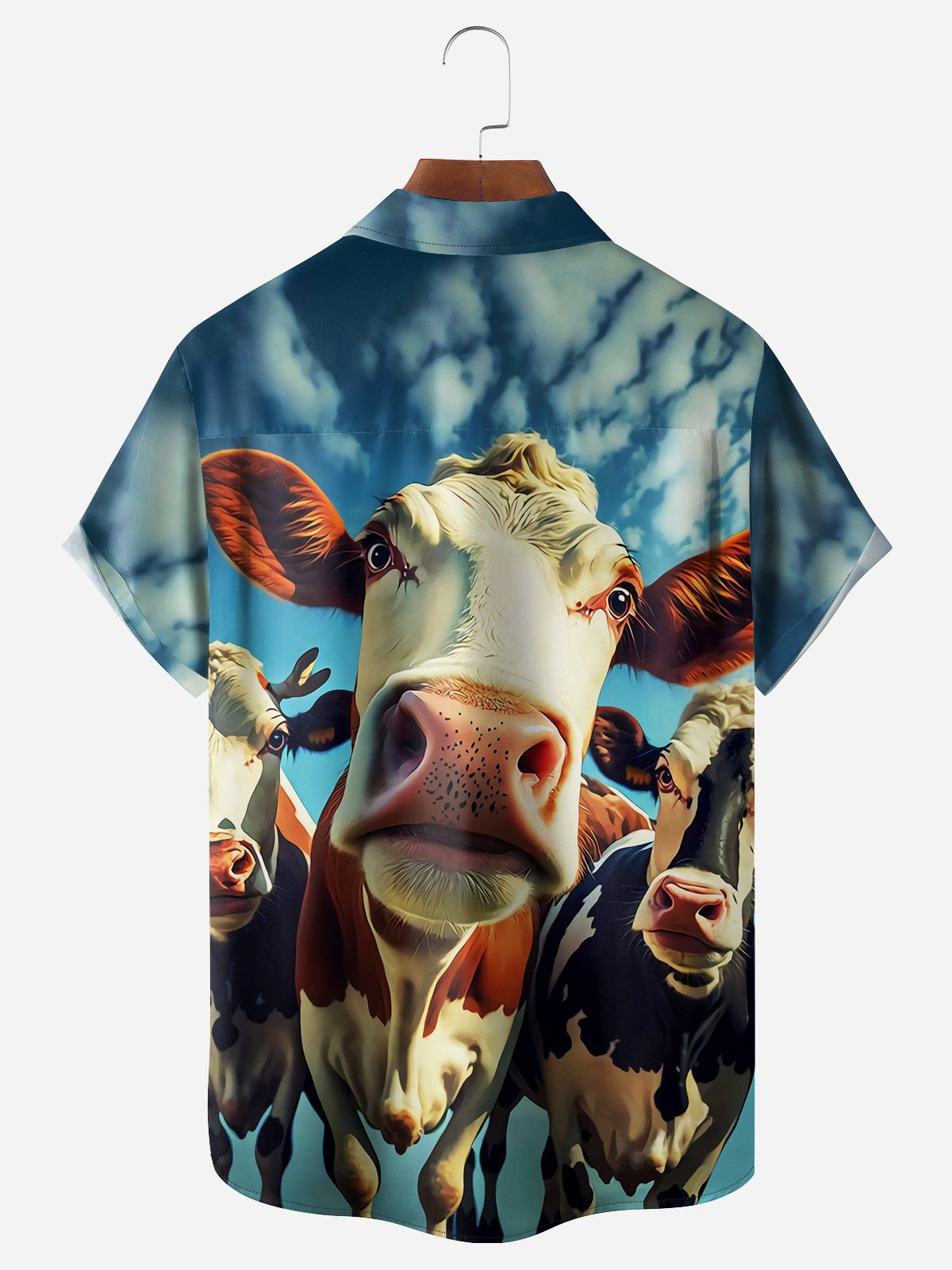 Funny Cows Chest Pocket Short Sleeve Casual Shirt