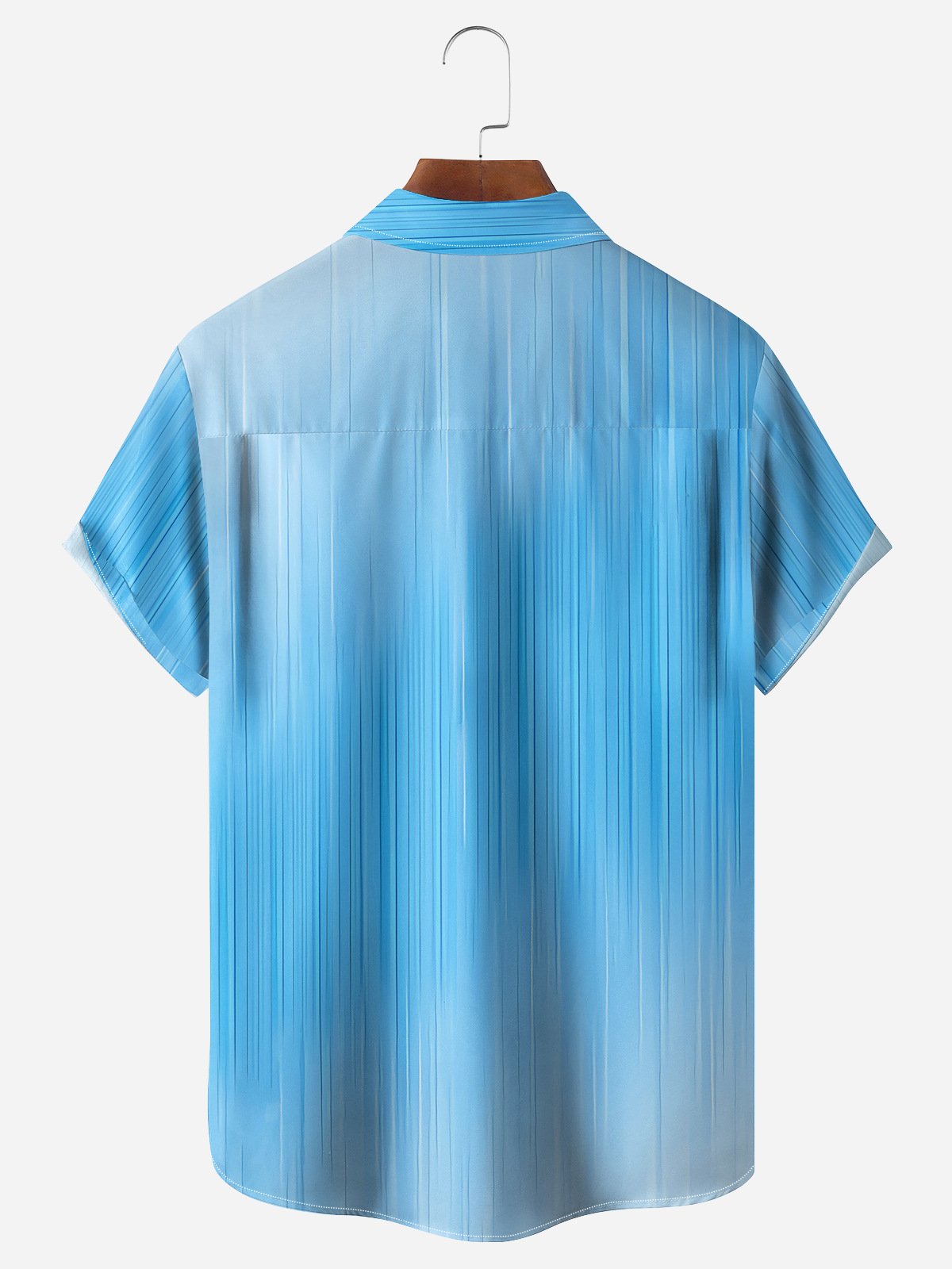 Gradient Pattern Striped Chest Pocket Short Sleeve Shirt