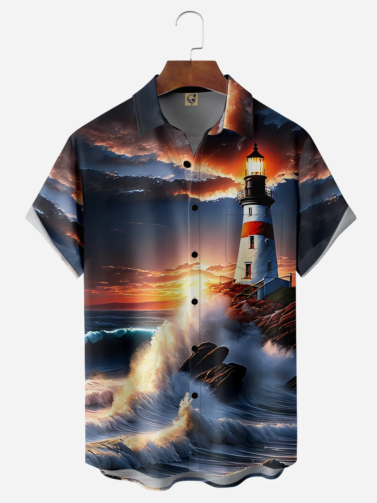 Lighthouse Chest Pocket Short Sleeve Hawaiian Shirt