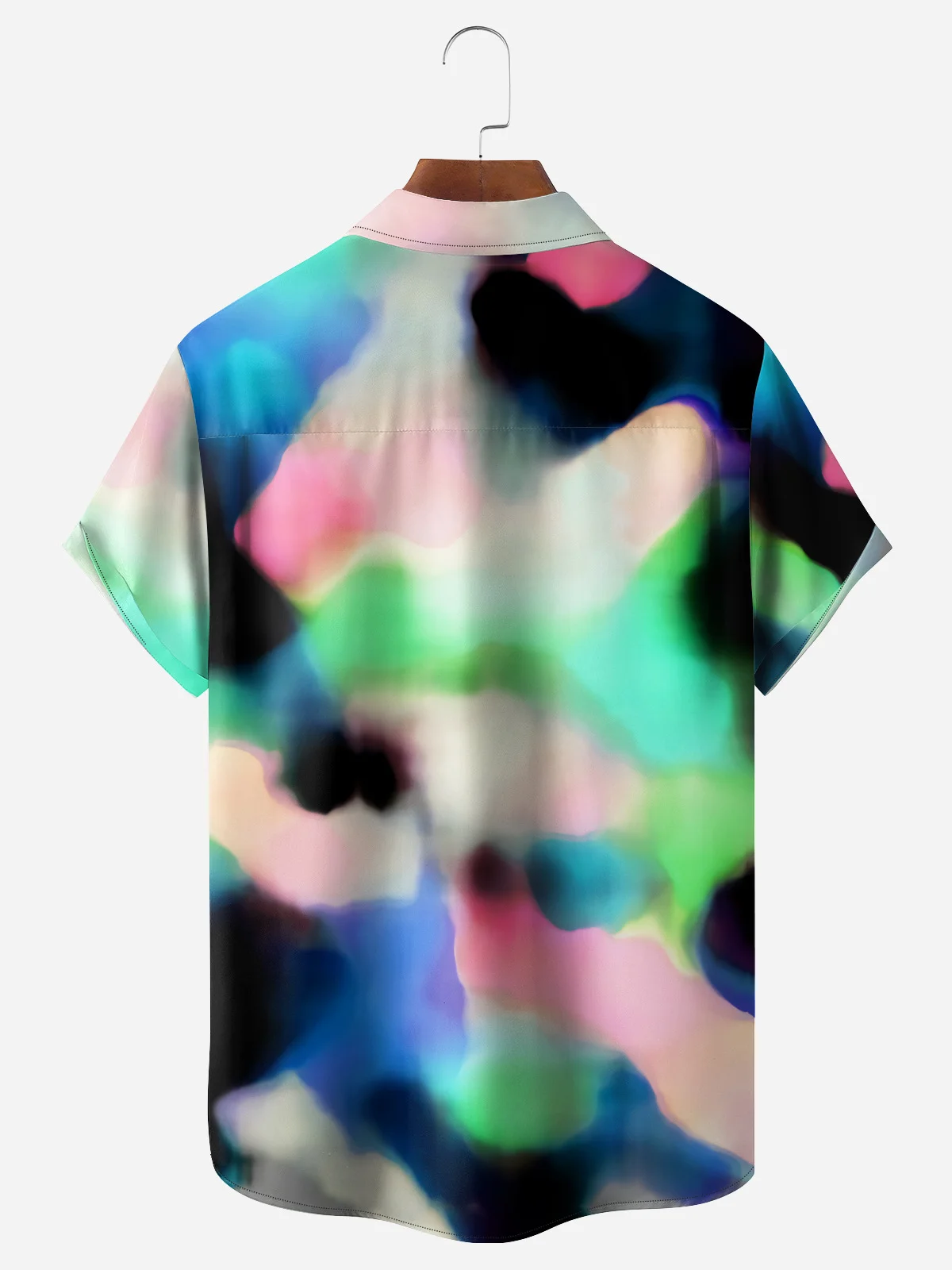 Smudged Ombre Chest Pocket Short Sleeve Casual Shirt