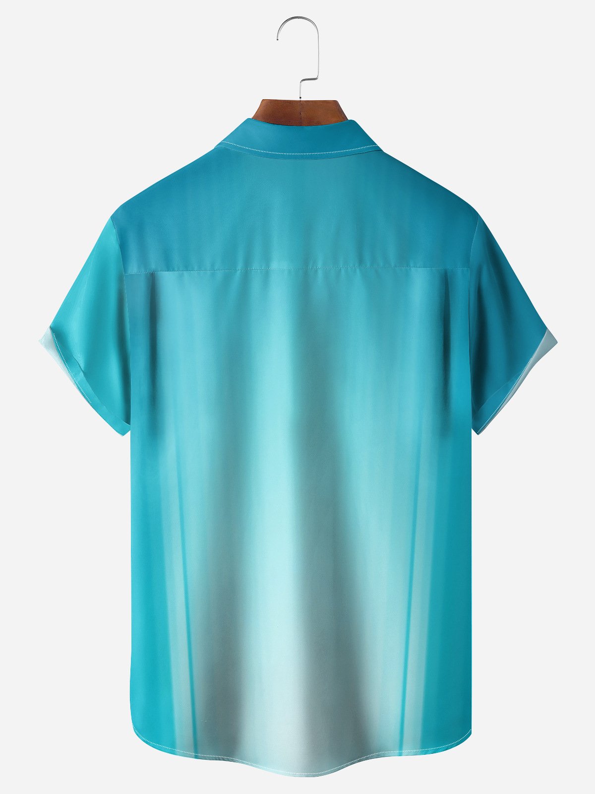 Gradient Color Chest Pocket Short Sleeve Casual Shirt