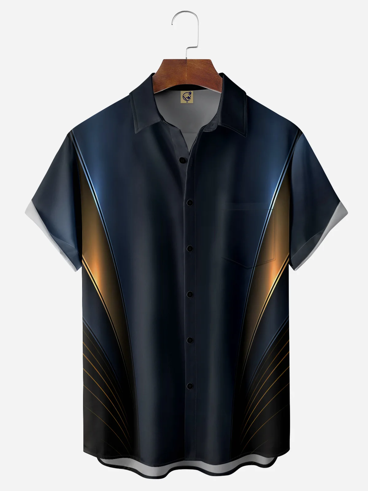 Geometric Chest Pocket Short Sleeve Casual Shirt