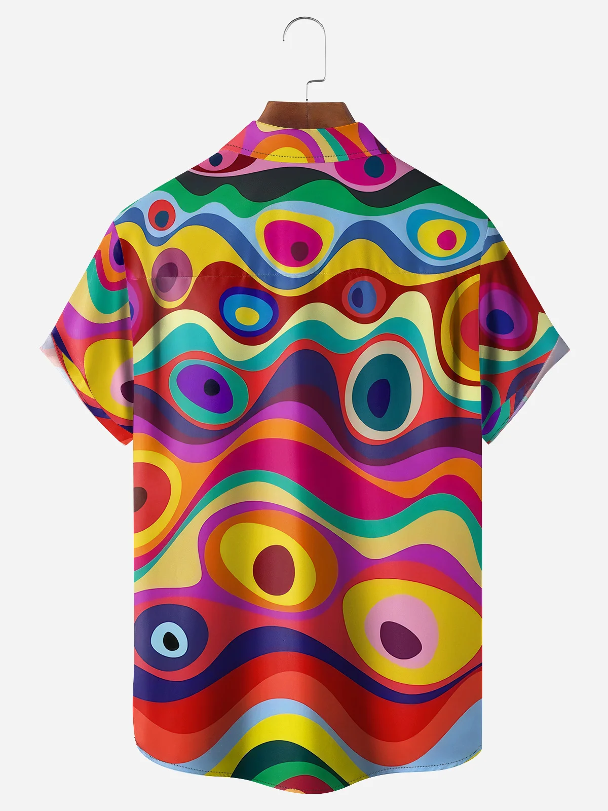 Art Geometric Chest Pocket Short Sleeve Casual Shirt