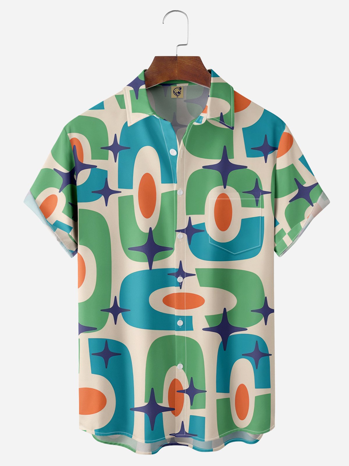 Mid Century Geometry Chest Pocket Short Sleeve Shirt