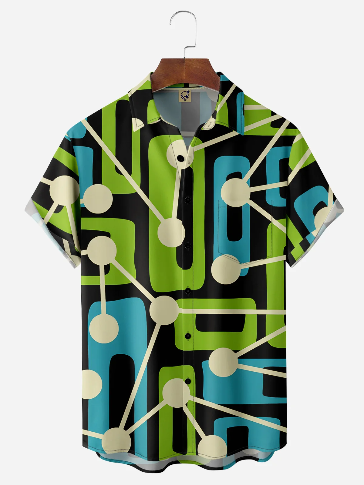 Mid Century Geometry Chest Pocket Short Sleeve Shirt
