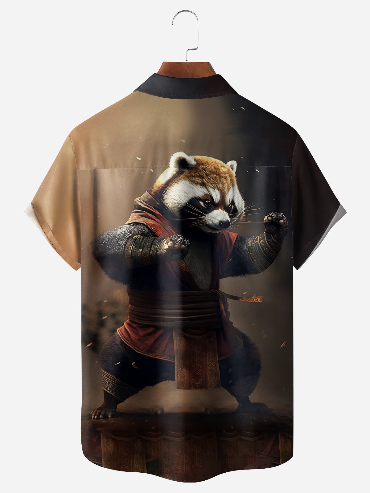 Kung Fu Raccoon Chest Pocket Short Sleeve Shirt