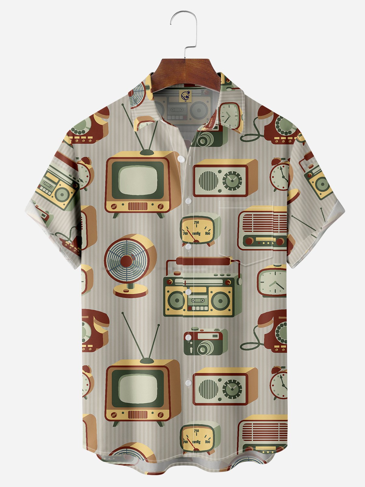 Vintage TV Chest Pocket Short Sleeve Casual Shirt