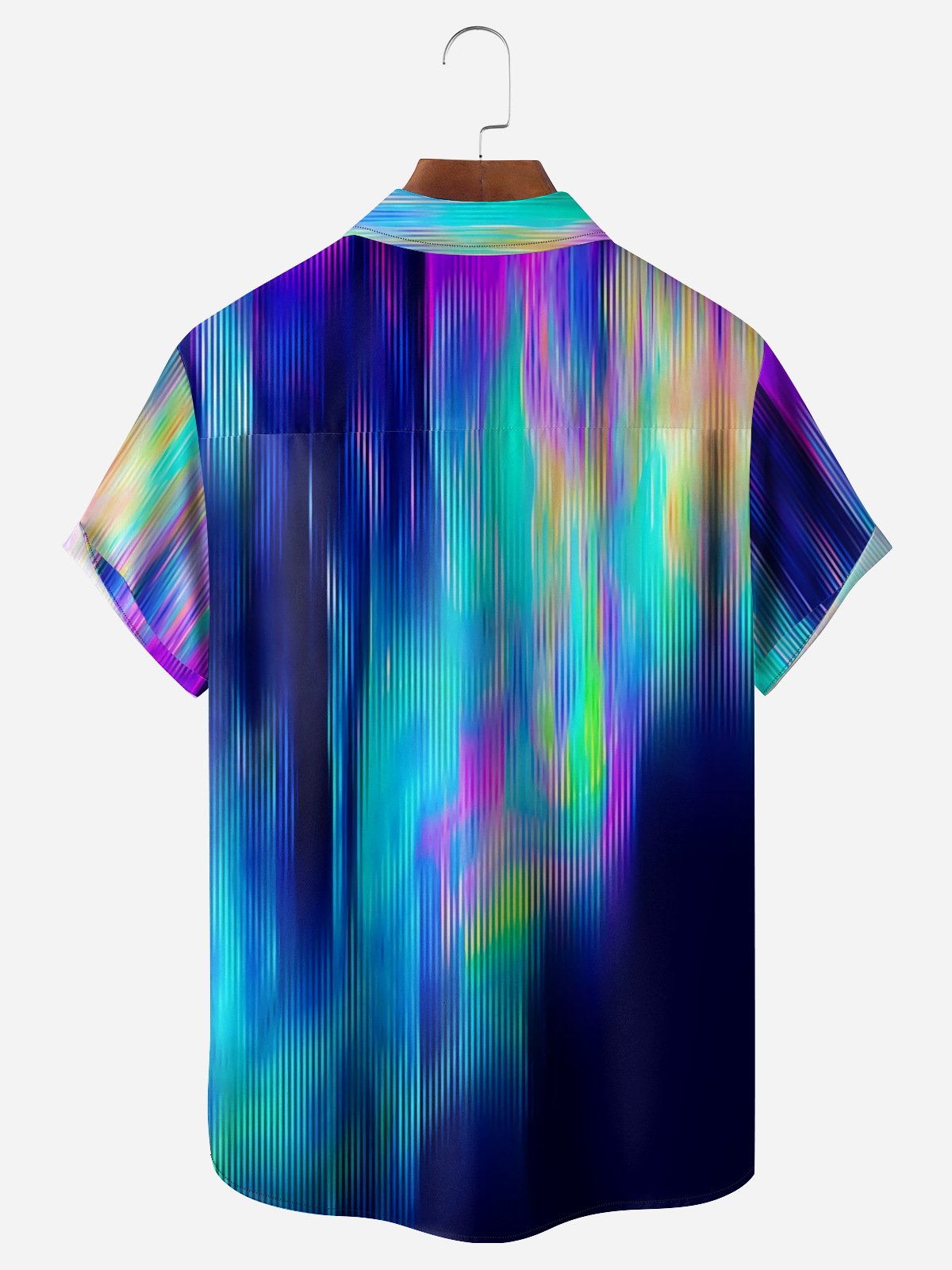 Gradient Abstract Geometric Chest Pocket Short Sleeve Casual Shirt