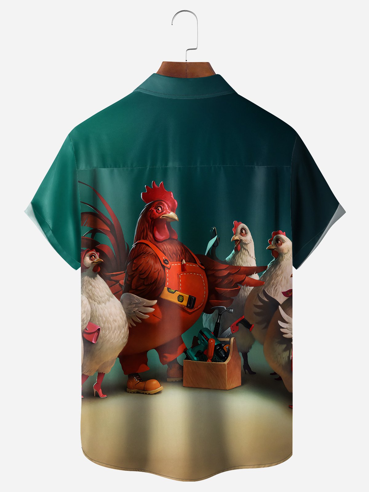 Hardaddy Rooster Chest Pocket Short Sleeve Casual Shirt