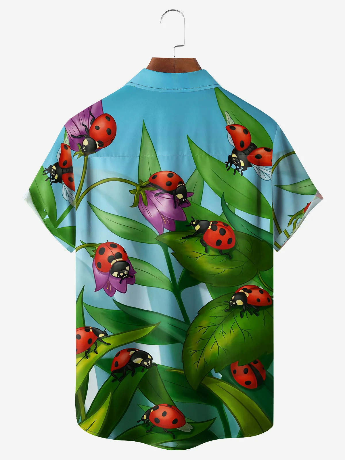 Ladybug Chest Pocket Short Sleeve Hawaiian Shirt