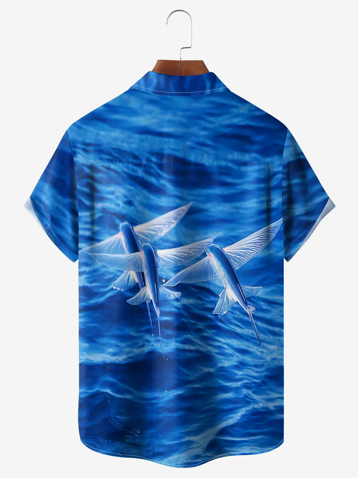 Flying Fish Chest Pocket Short Sleeve Hawaiian Shirt