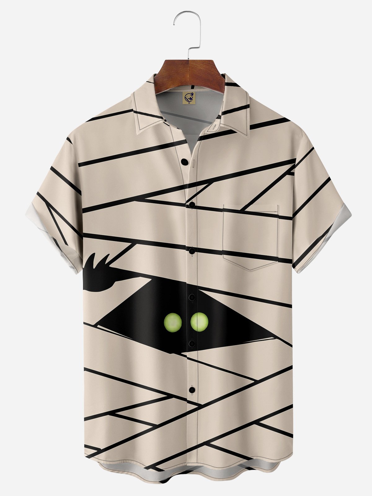 Cartoon Murray Chest Pocket Short Sleeve Casual Shirt