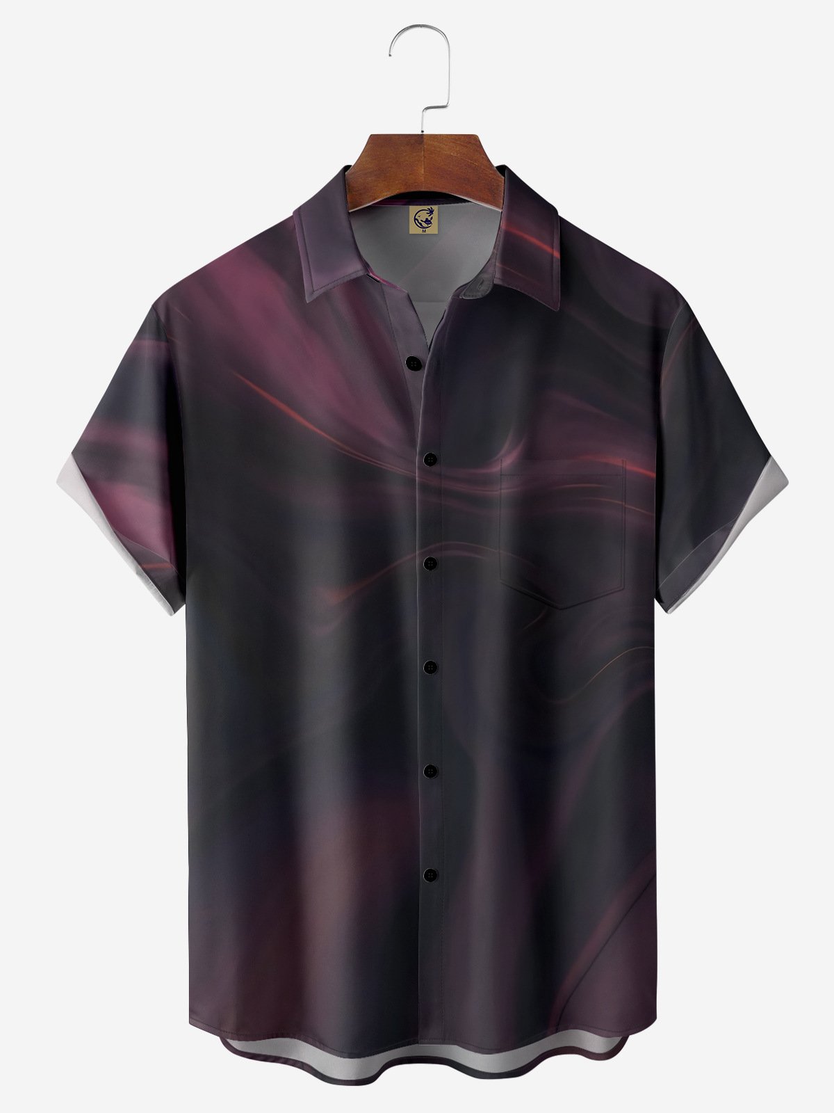 Gradient Color Chest Pocket Short Sleeve Casual Shirt