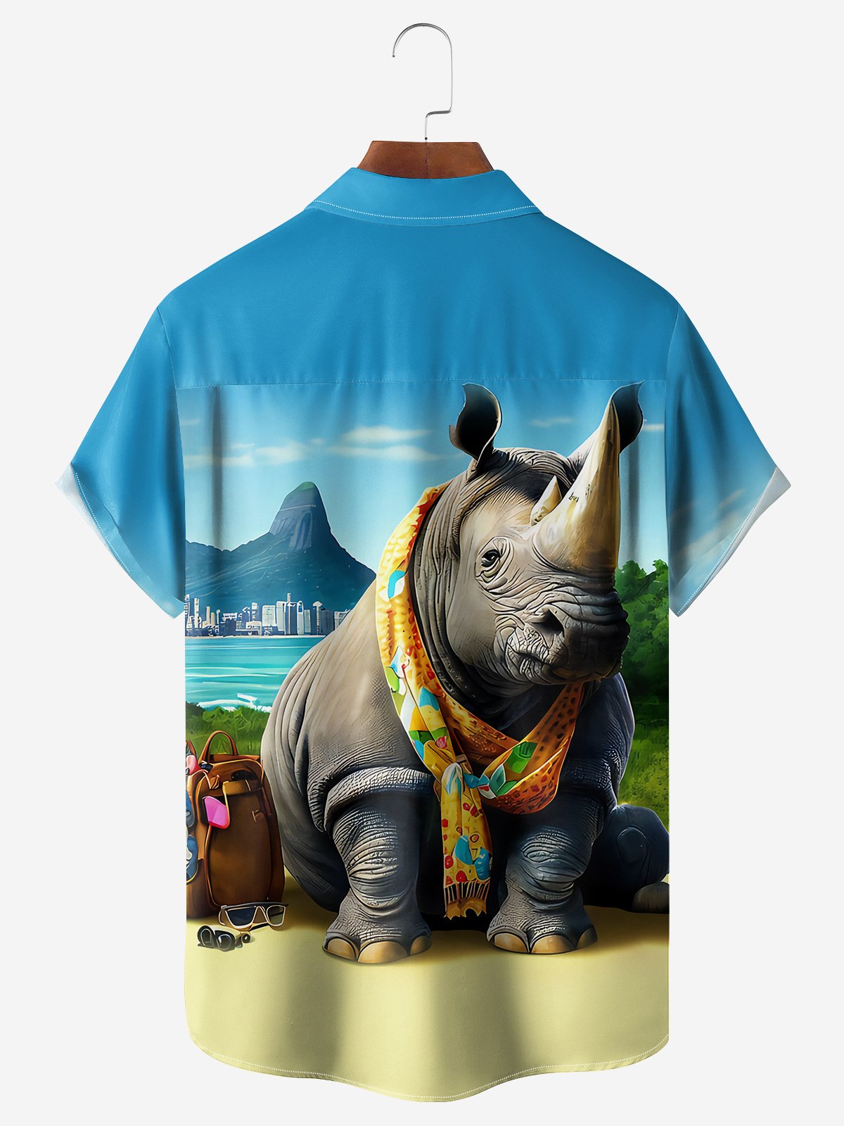 Rhino Chest Pocket Short Sleeve Hawaiian Shirt