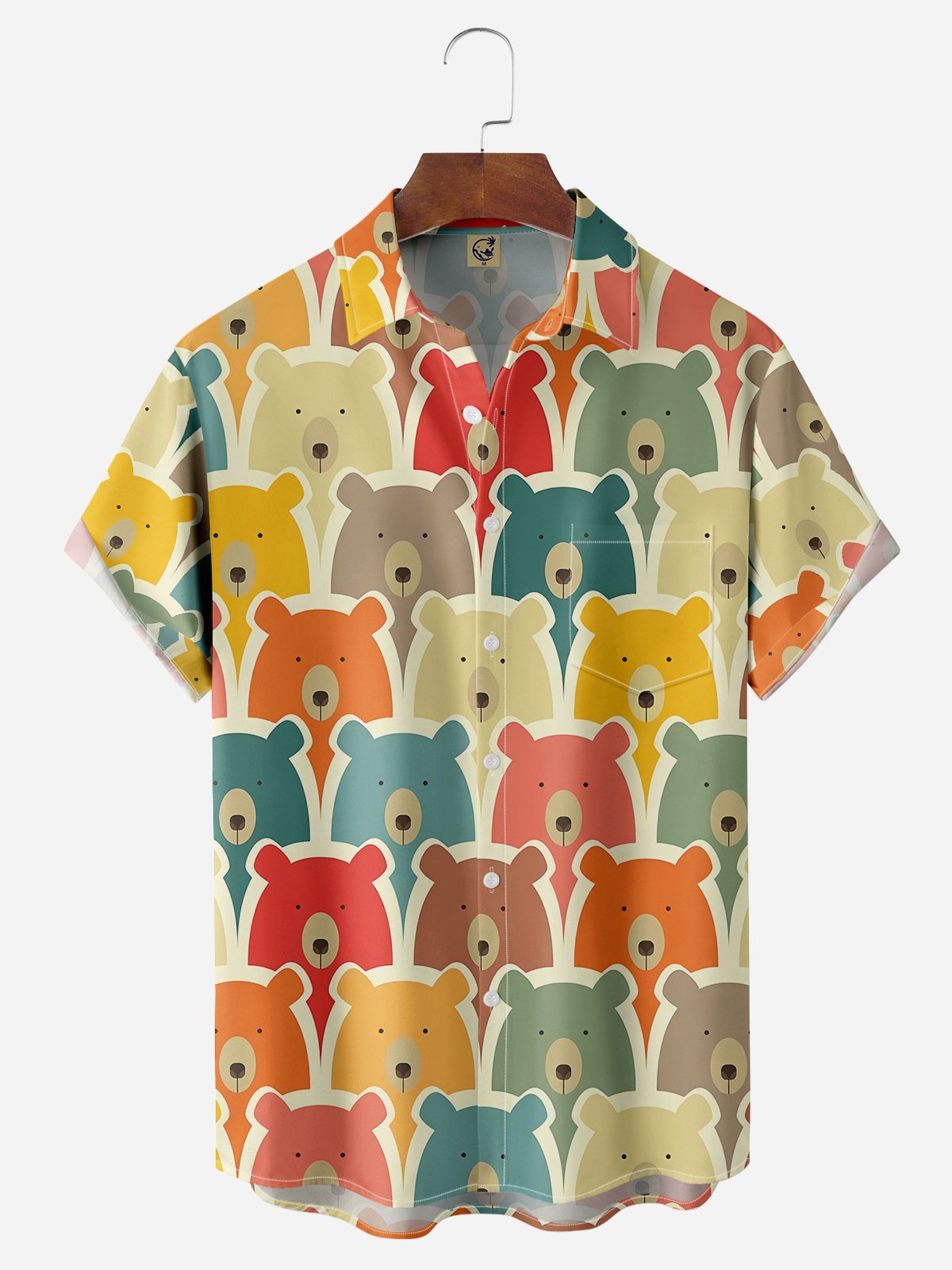 Hardaddy Little Bear Chest Pocket Short Sleeve Casual Shirt