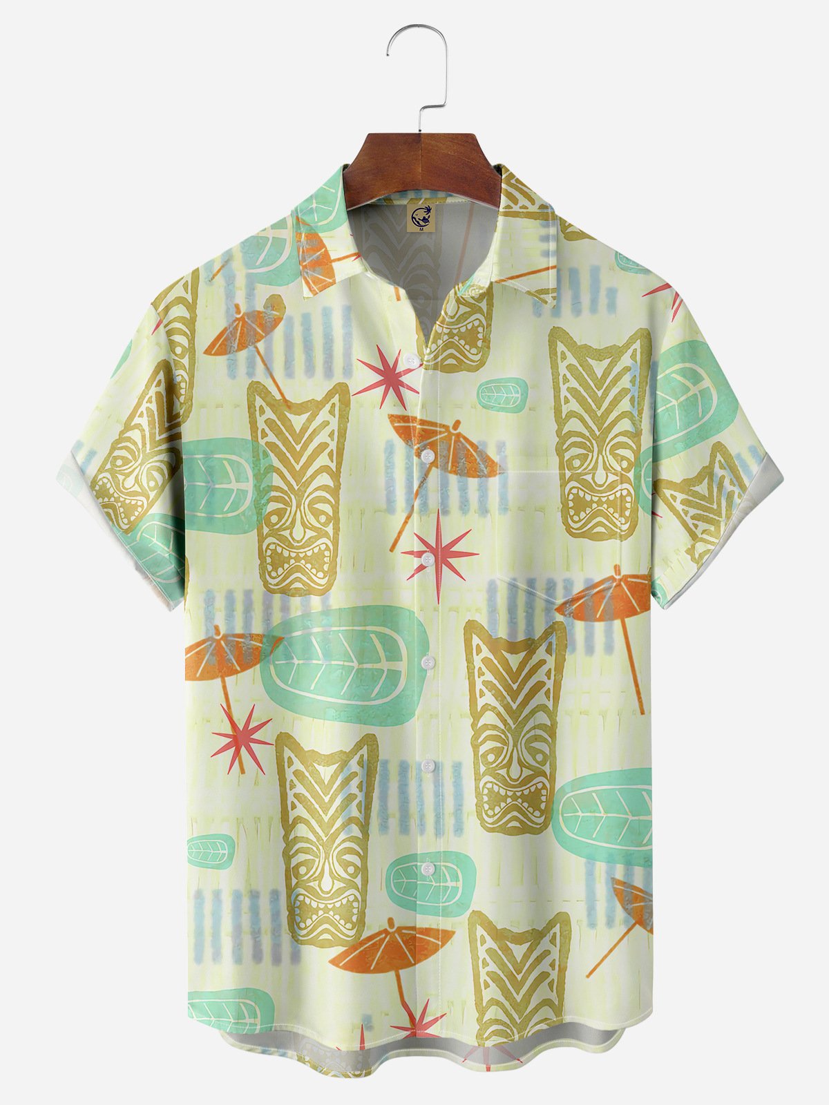 Tiki Chest Pocket Short Sleeve Hawaiian Shirt