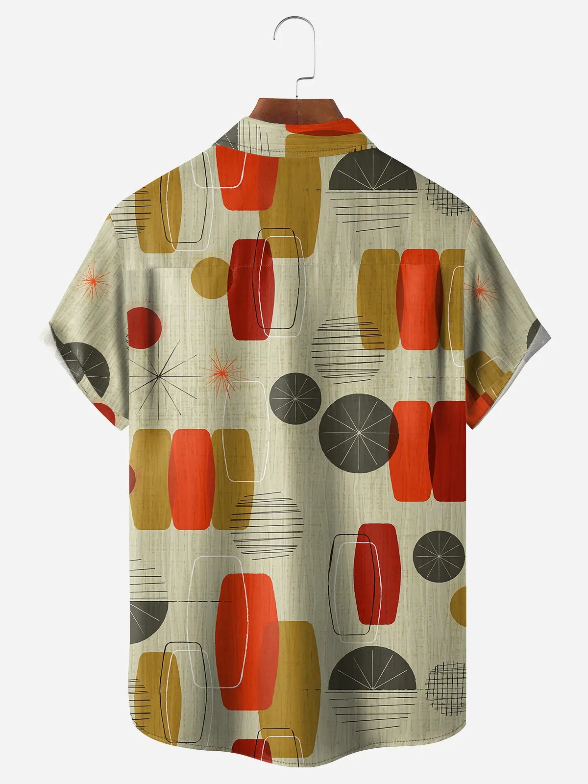 Geometric Art Chest Pocket Short Sleeve Casual Shirt