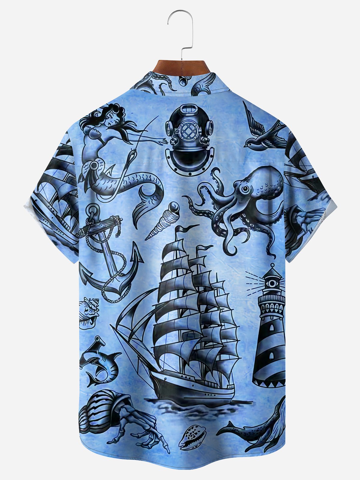 Nautical Elements Chest Pocket Short Sleeve Hawaiian Shirt