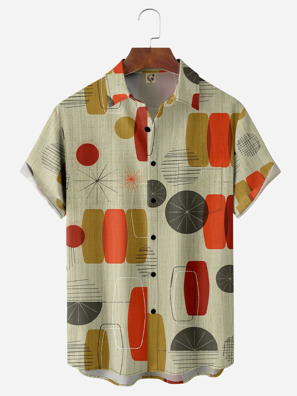 Geometric Art Chest Pocket Short Sleeve Casual Shirt