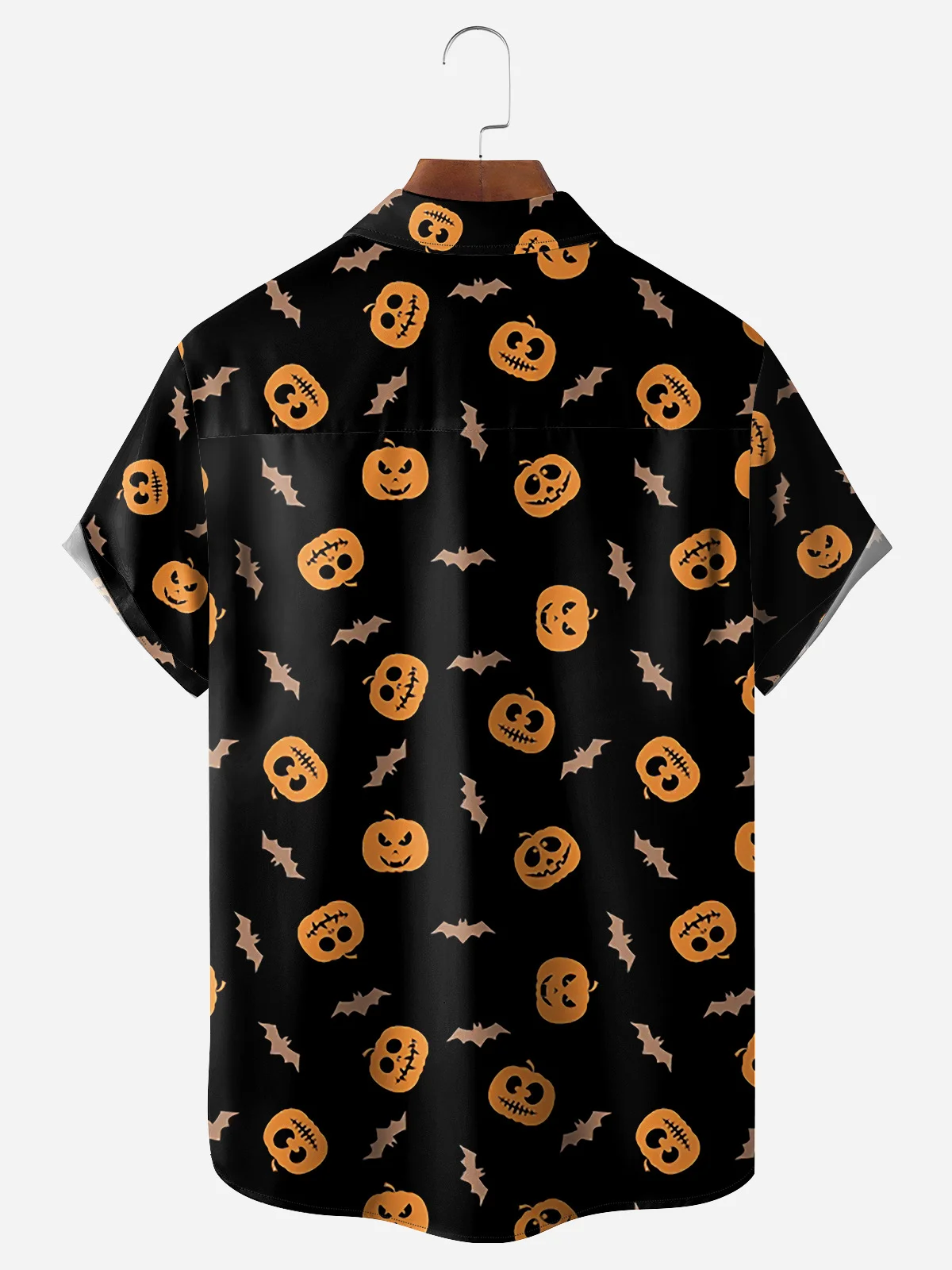 Halloween Dinosaur Chest Pocket Short Sleeve Shirt