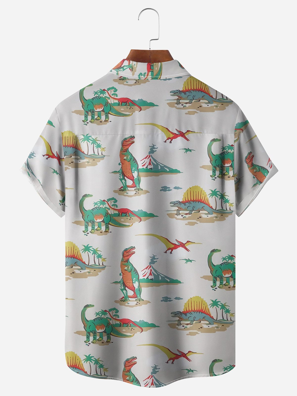 Dinosaur Chest Pocket Short Sleeve Casual Shirt