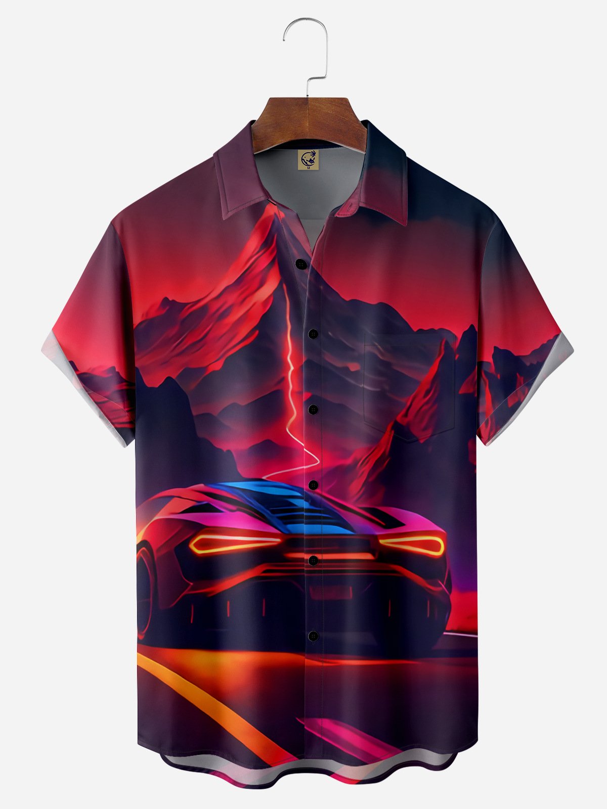 Volcano Racing Chest Pocket Short Sleeve Hawaiian Shirt