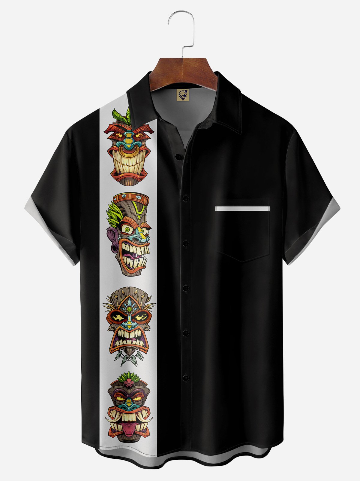 TIKI Chest Pocket Short Sleeve Bowling Shirt