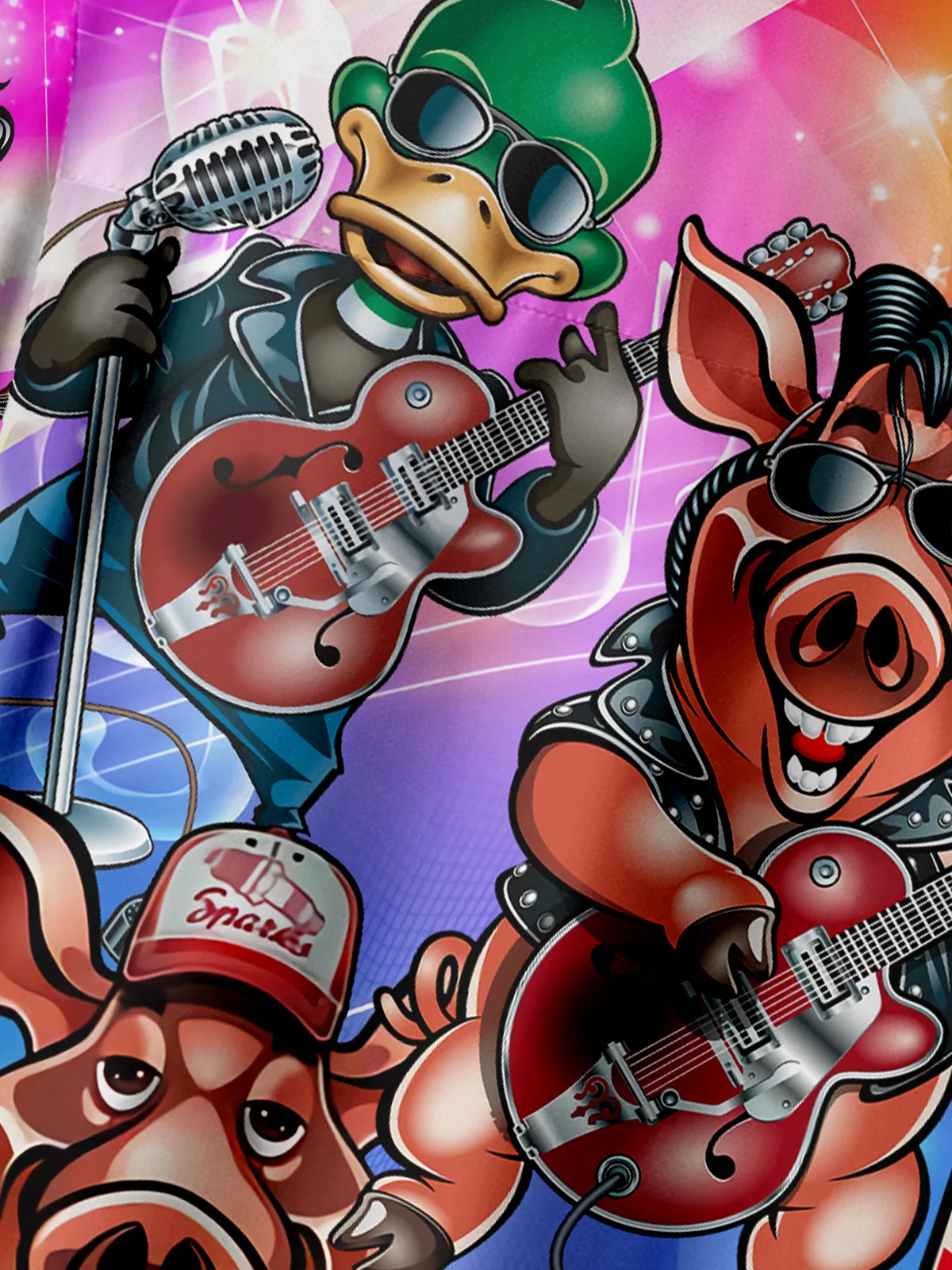 Pork Roll Guitar Music Chest Pocket Short Sleeve Shirt