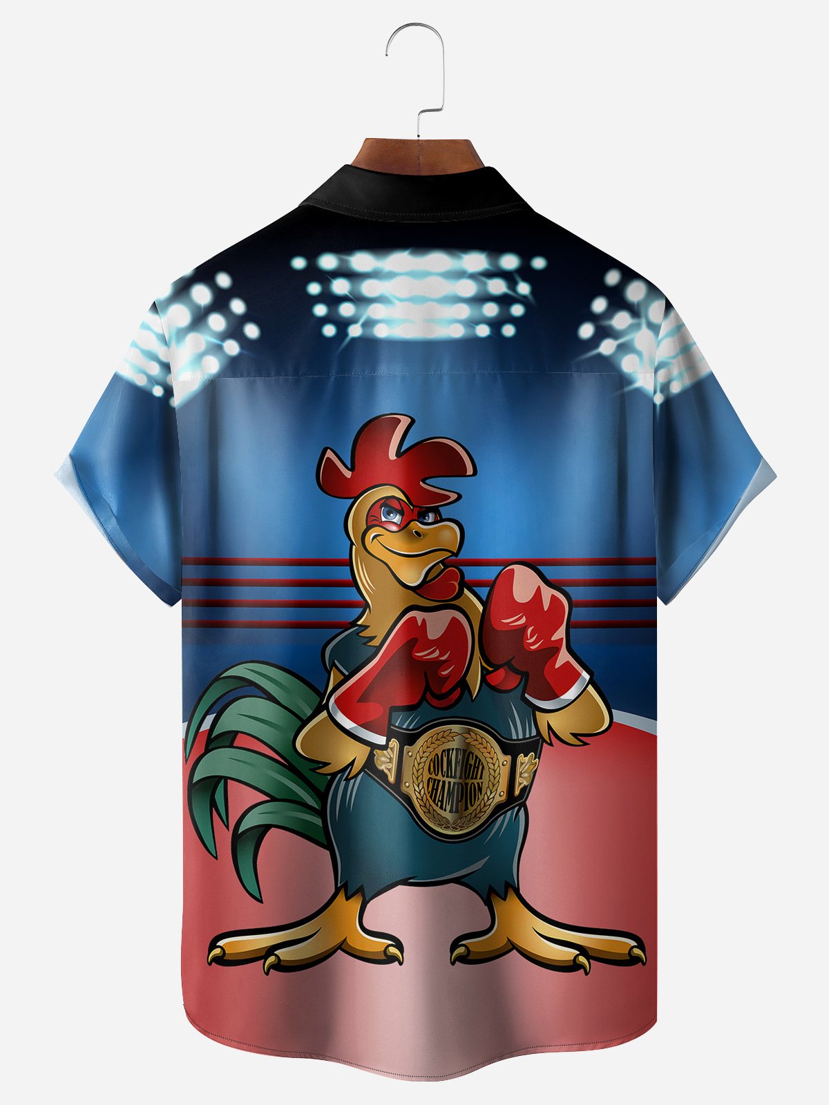 Boxing Chicken Chest Pocket Short Sleeve Shirt