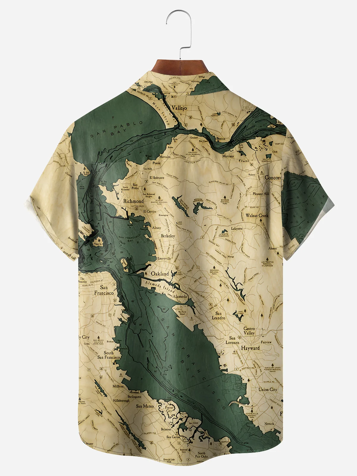 San Francisco Map Chest Pocket Short Sleeve Casual Shirt