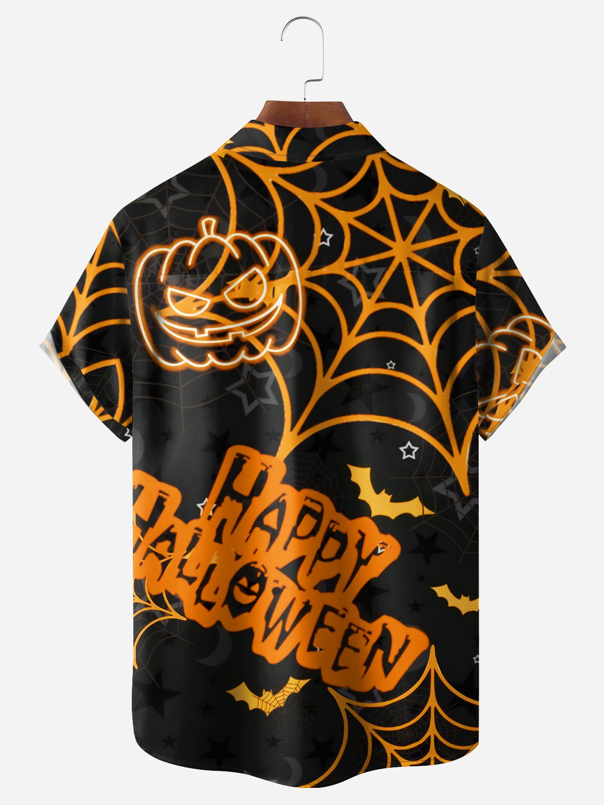 Halloween Chest Pocket Short Sleeve Casual Shirt