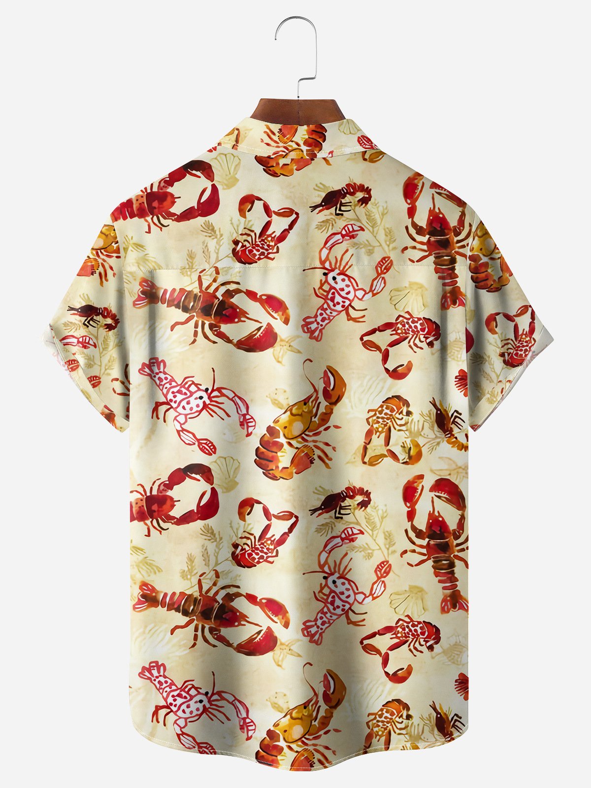 Lobster Chest Pocket Short Sleeves Hawaiian Shirts