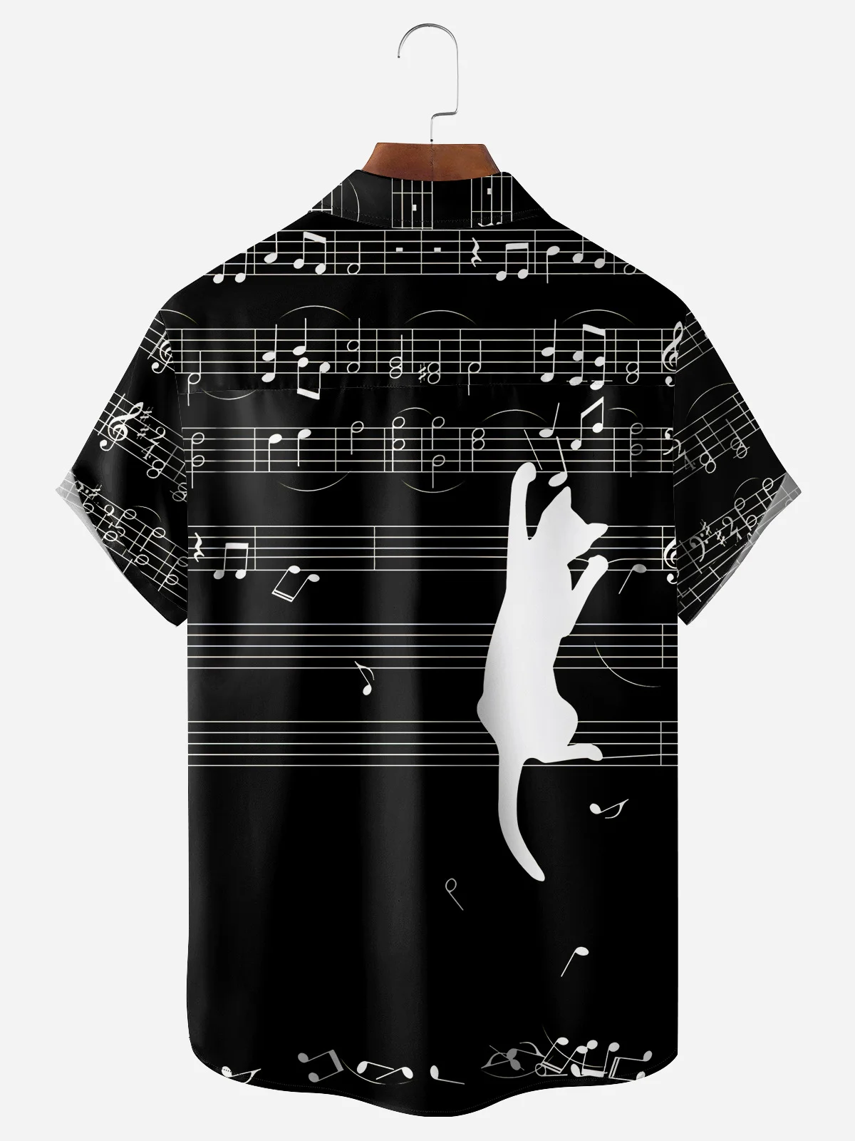 Music Cat Chest Pocket Short Sleeve Shirt