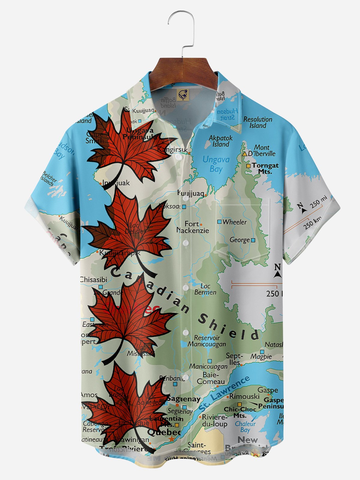Hardaddy Canada Day Chest Pocket Short Sleeve Casual Shirt