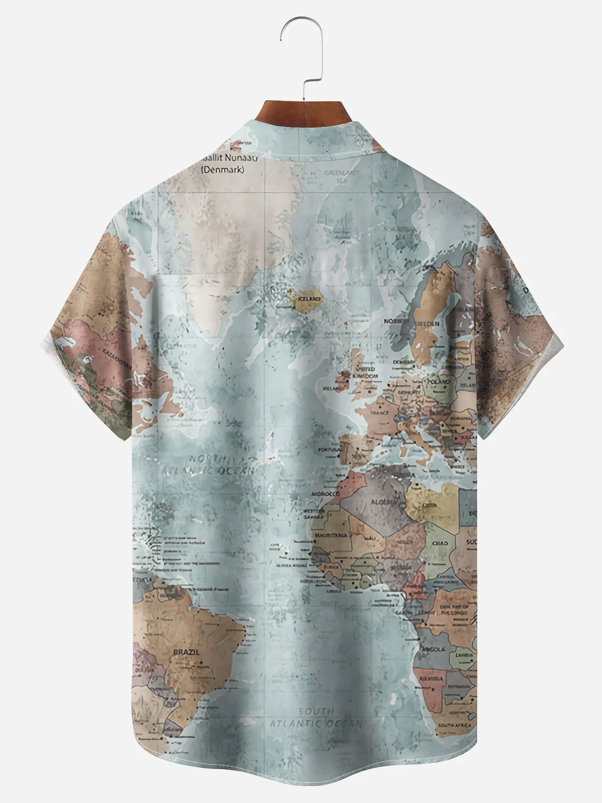 Map Mermaid Chest Pocket Short Sleeve Hawaiian Shirt