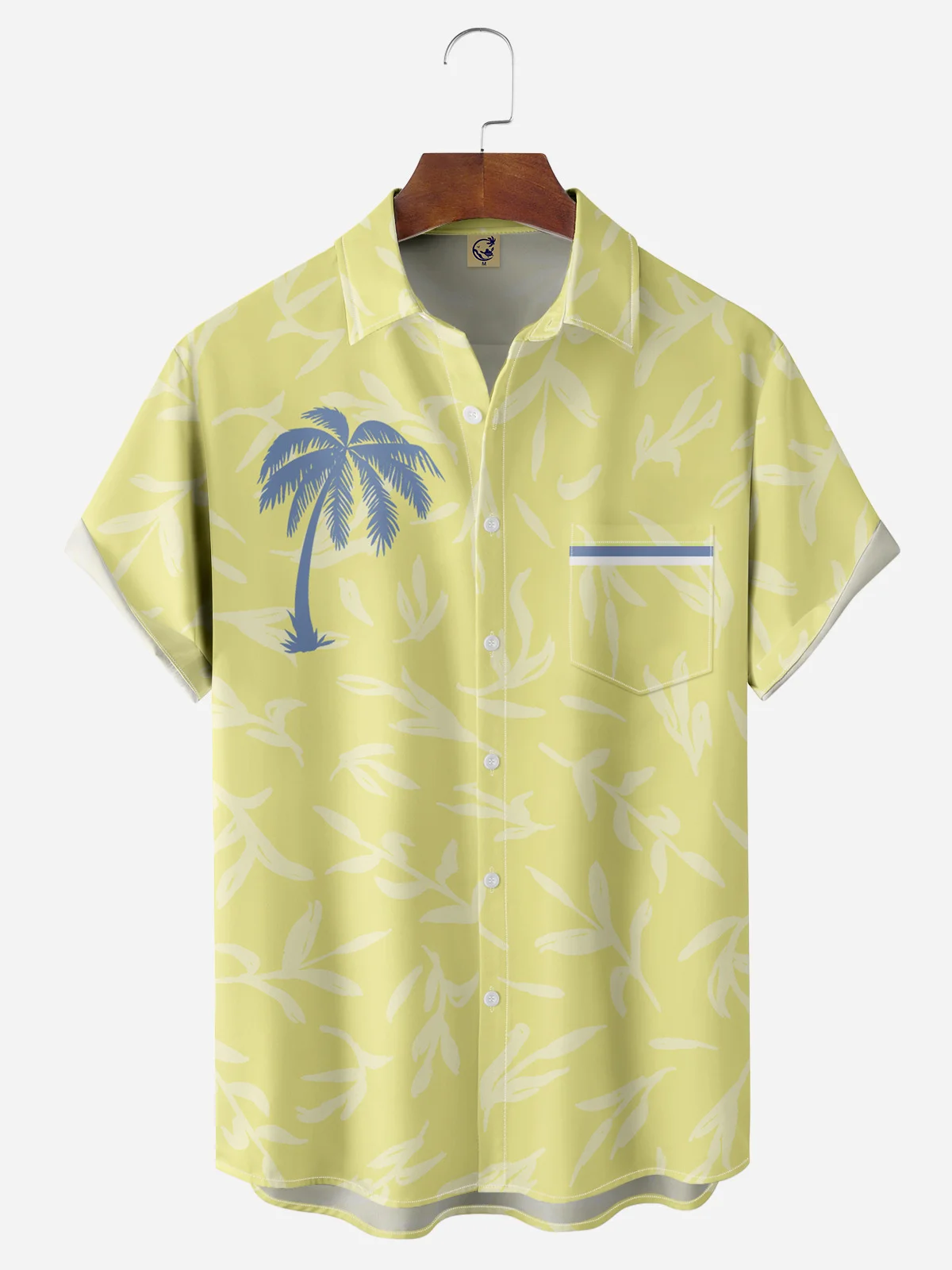 Coconut Tree Chest Pocket Short Sleeve Hawaiian Shirt