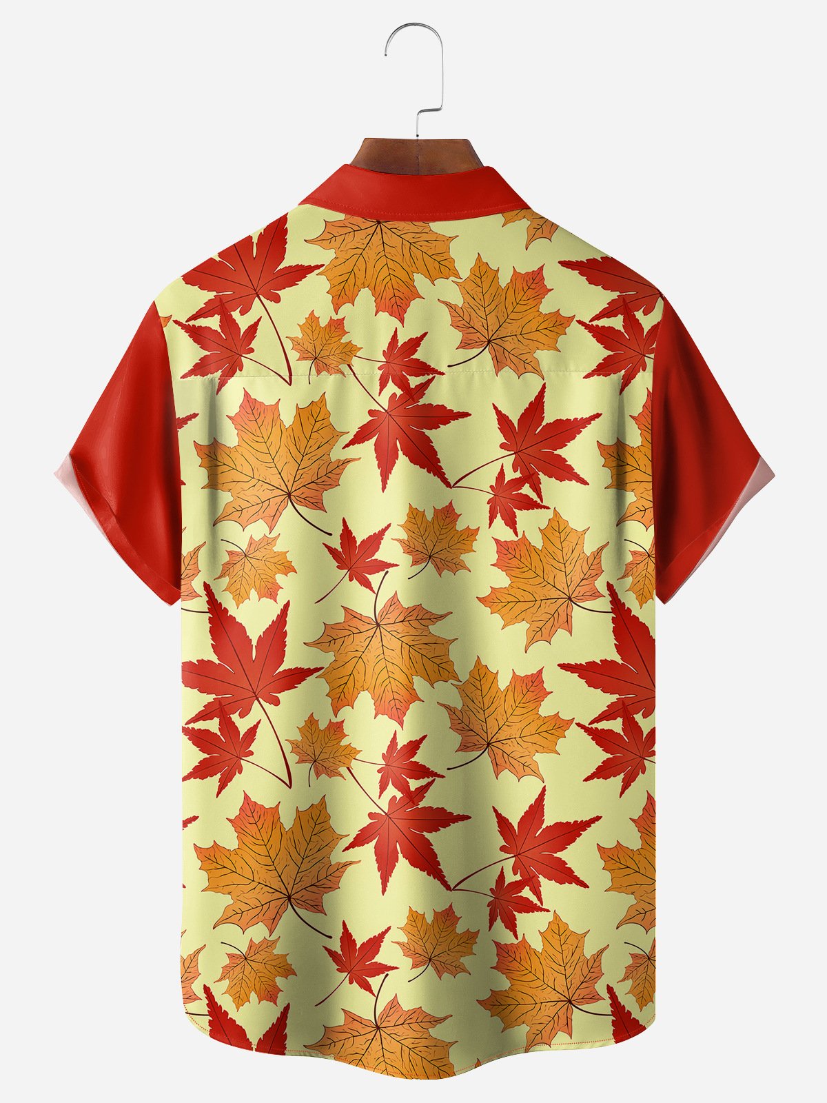 Canada Maple Leaves Chest Pocket Short Sleeve Bowling Shirt