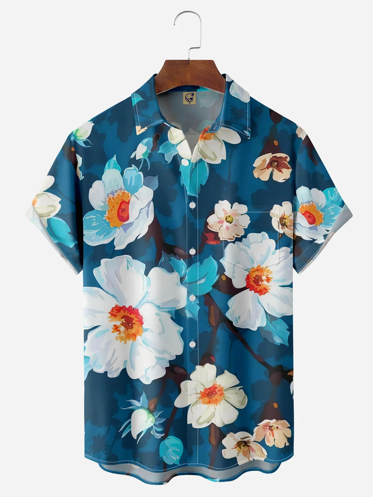 Floral Chest Pocket Short Sleeve Hawaiian Shirt