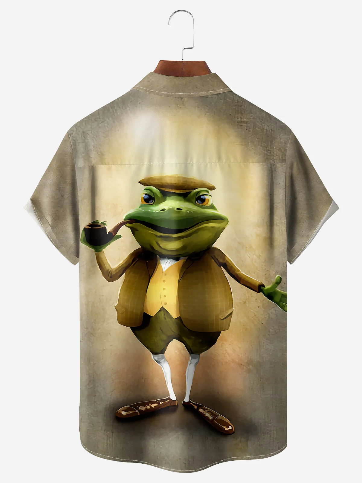 Frog Chest Pocket Short Sleeves Casual Shirt